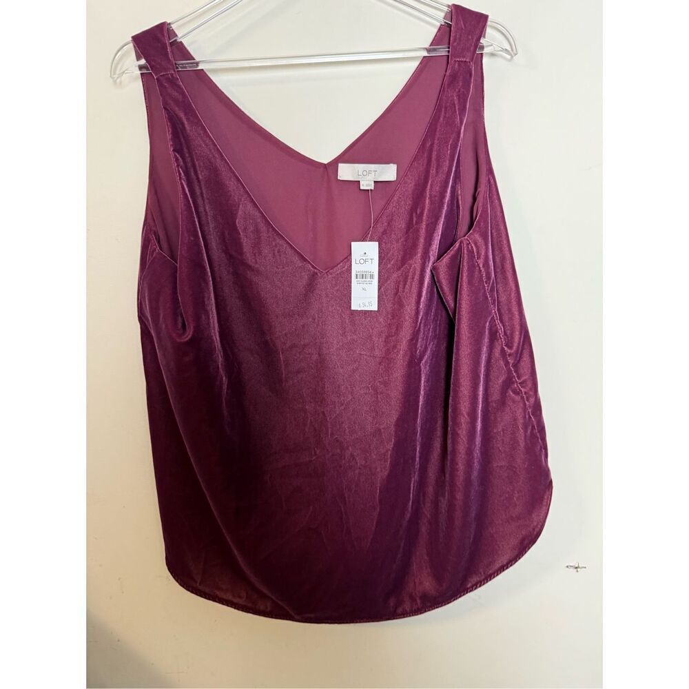 LOFT Velvet Double V Shell Sleeveless XL NWT In Wine